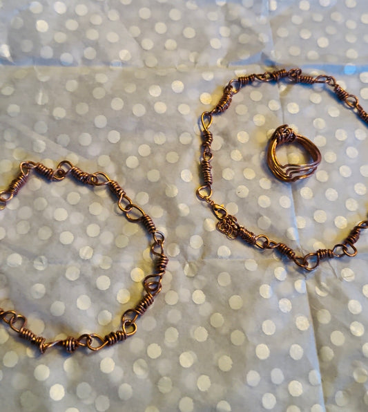 3 Piece Copper Coiled Jewelry Set