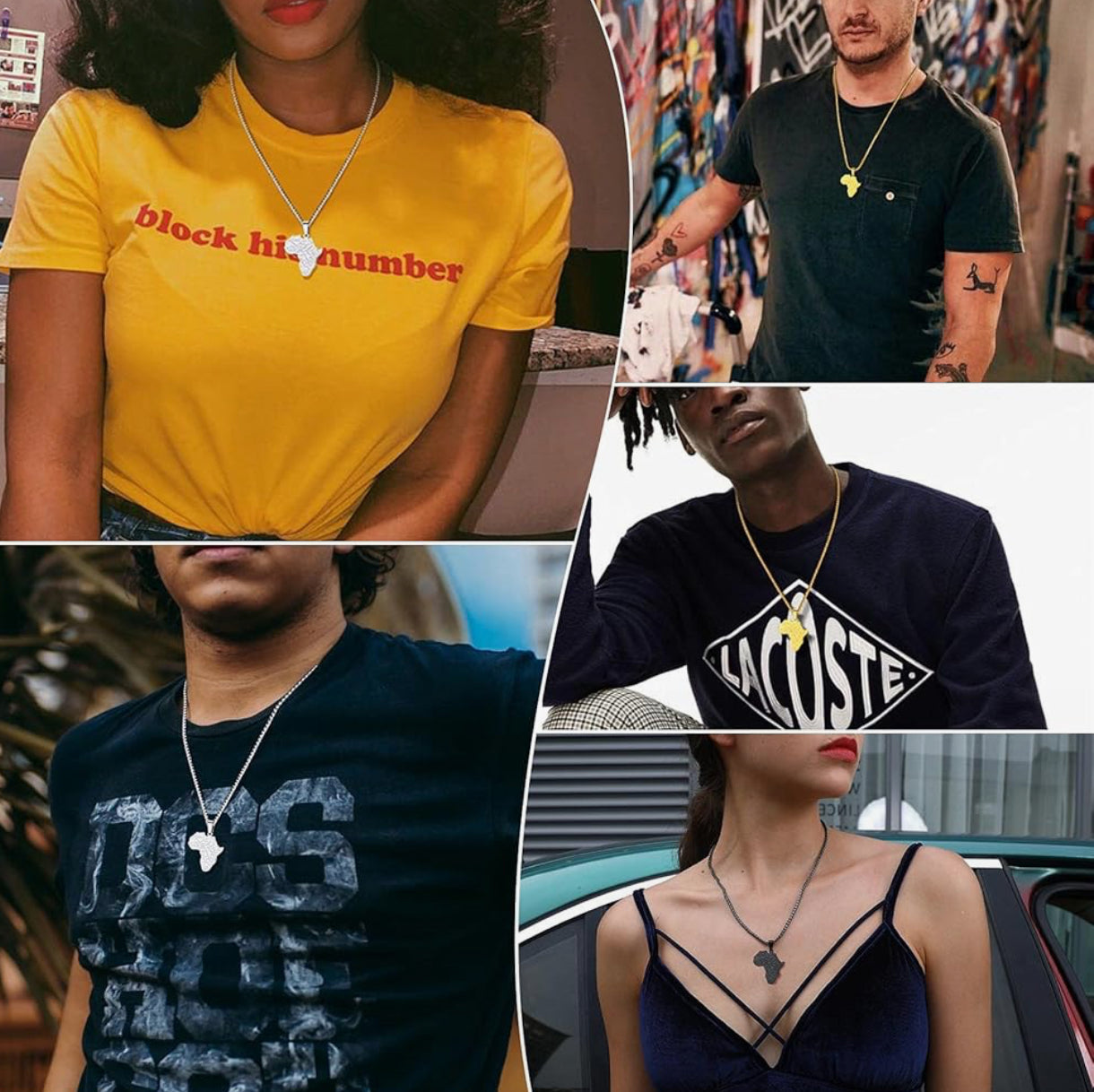 Silver African Map Necklace