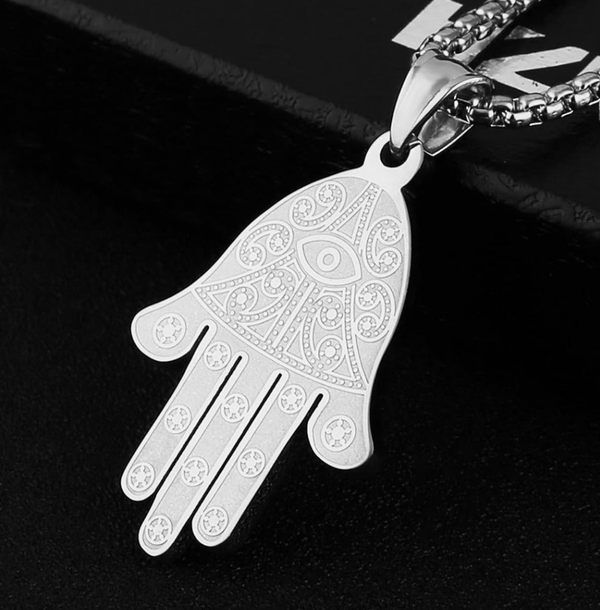 Silver Hamsa Hand Necklace