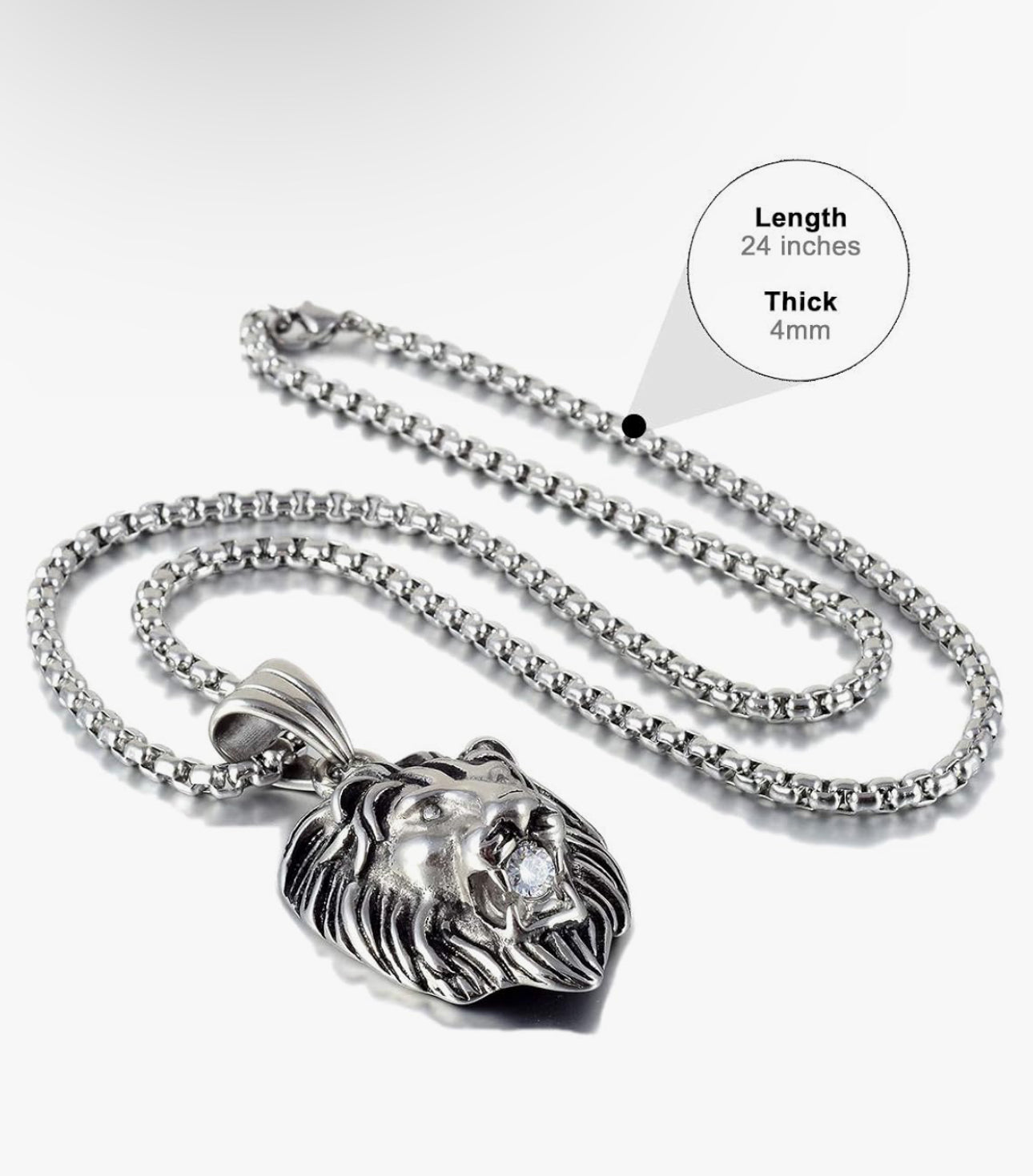 Silver Lion Head Necklace