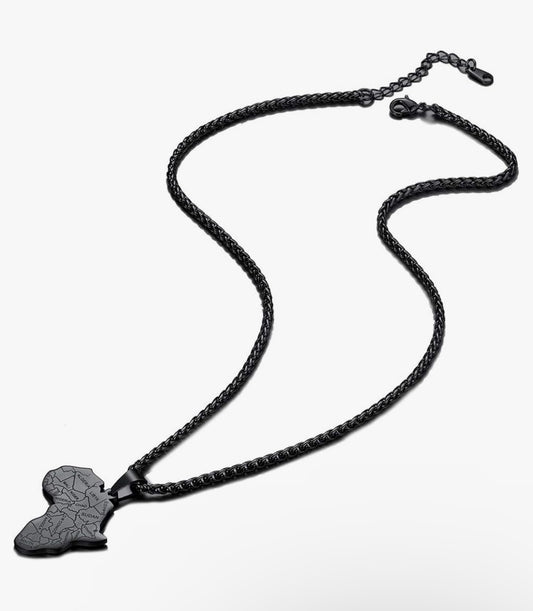 Black African Map Necklace