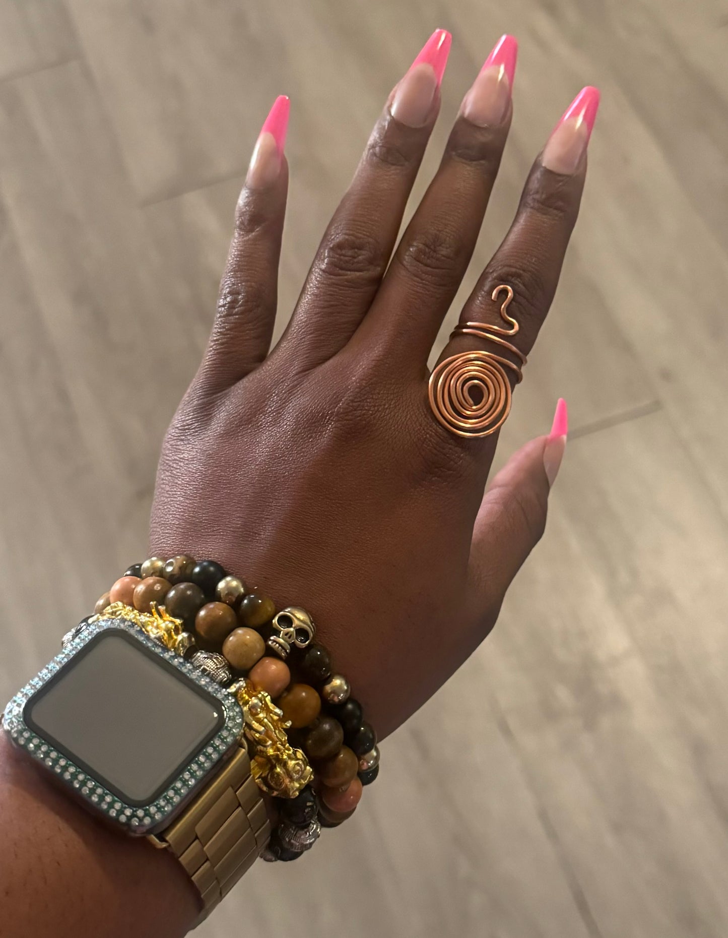 Spiral Ring In Gold Copper and Silver