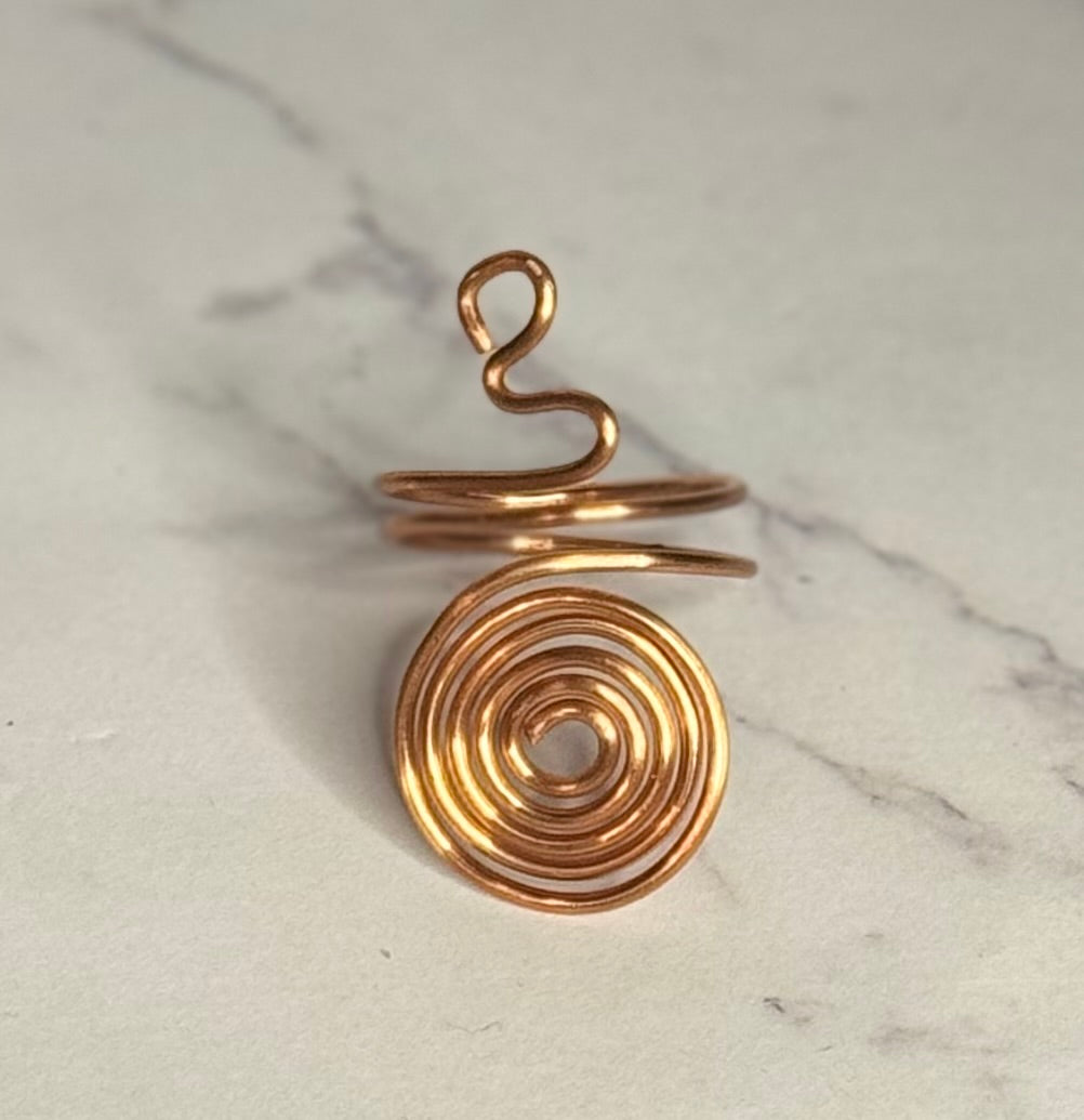 Spiral Ring In Gold Copper and Silver