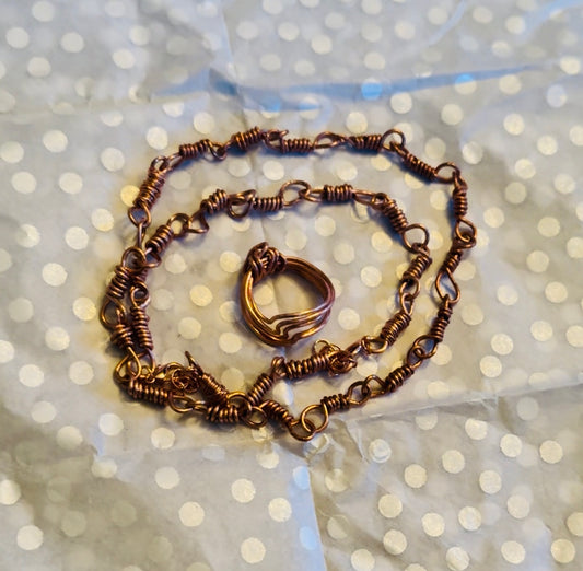 3 Piece Copper Coiled Jewelry Set