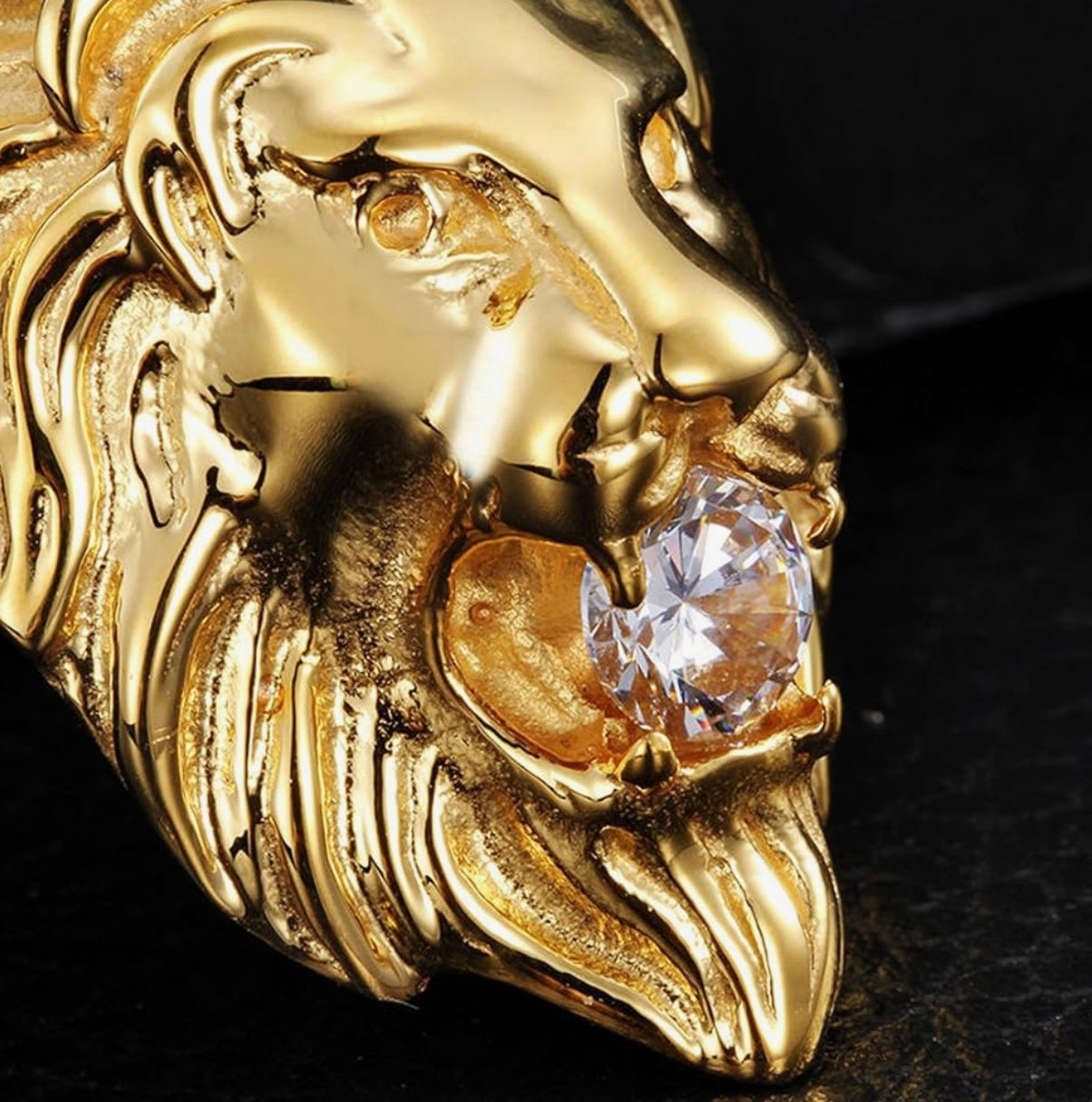 Gold Lion Head Necklace