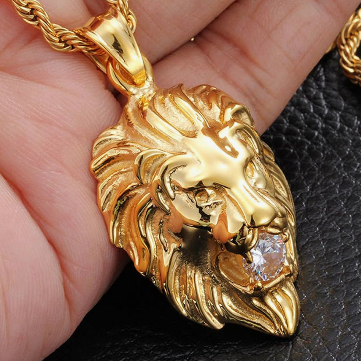 Gold Lion Head Necklace
