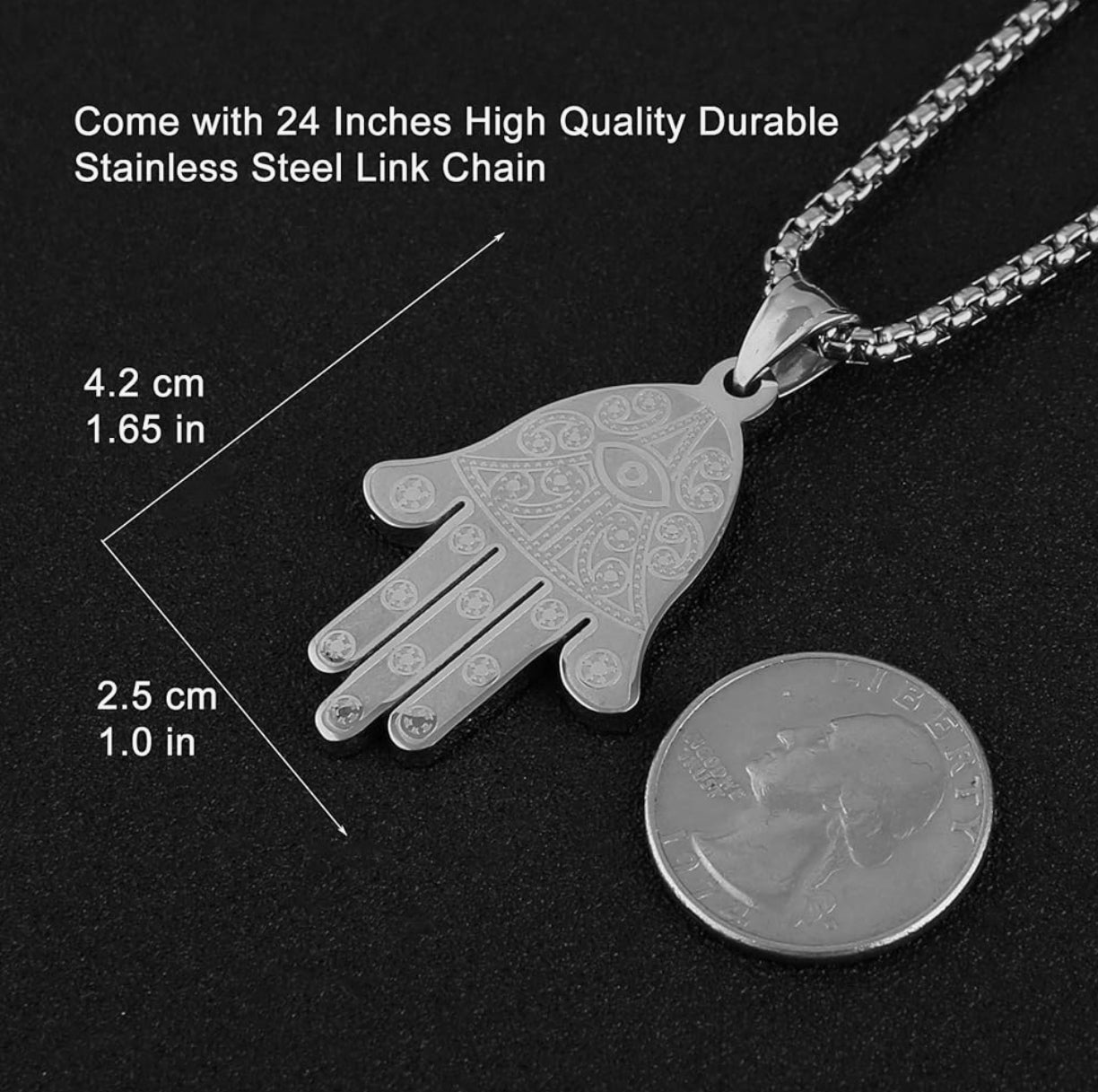 Silver Hamsa Hand Necklace