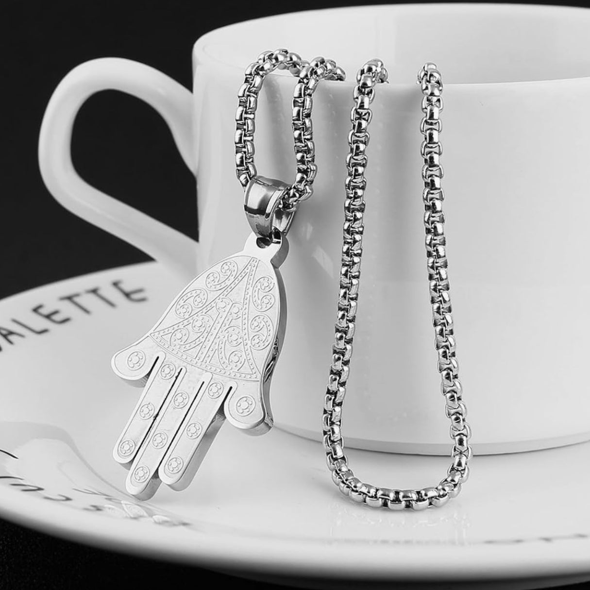 Silver Hamsa Hand Necklace