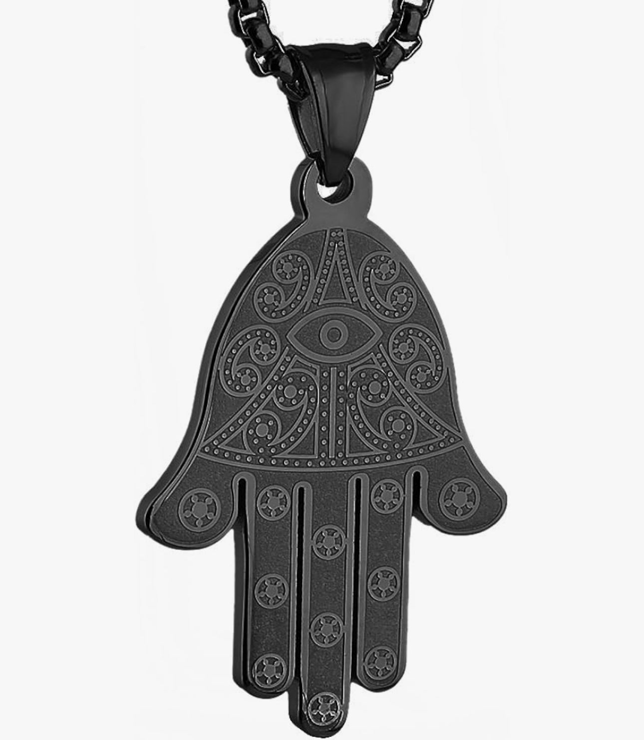 Black Hamsa Hand Necklace