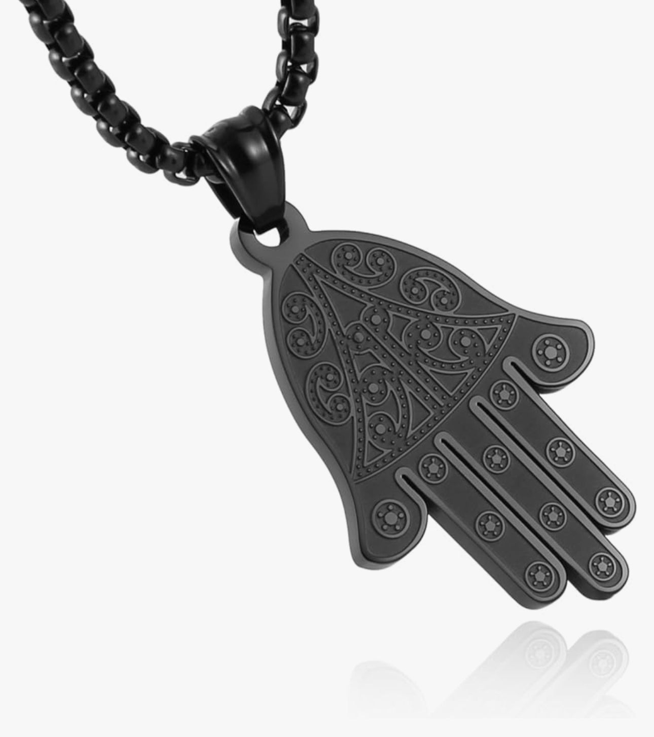 Black Hamsa Hand Necklace
