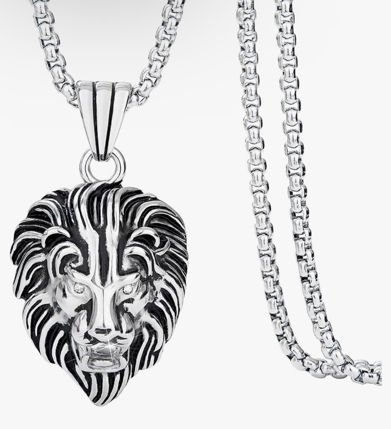 Silver Lion Head Necklace