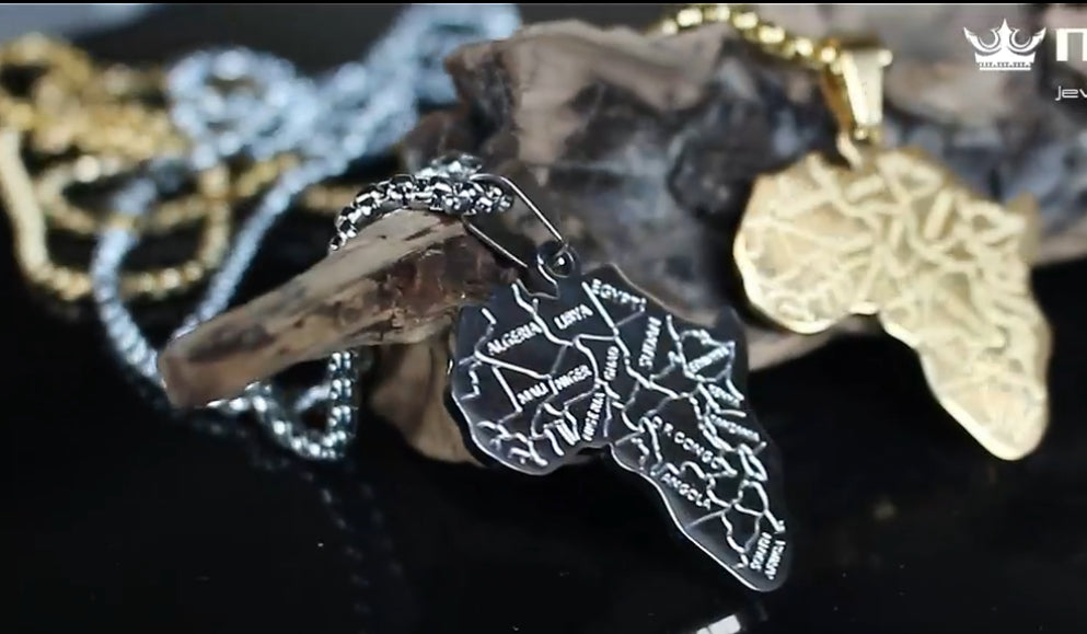 Gold African Map Necklace