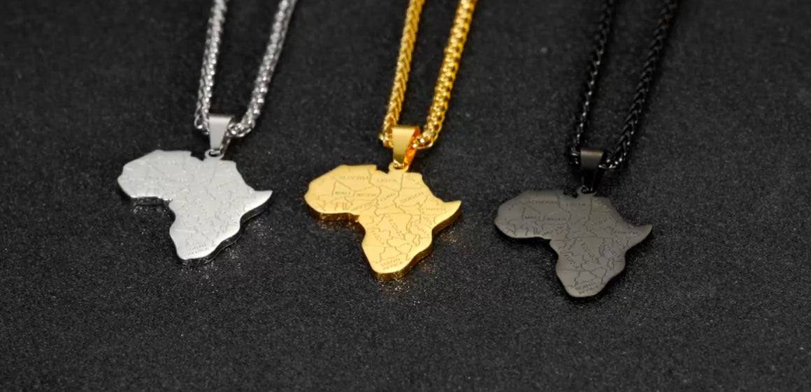 Black African Map Necklace