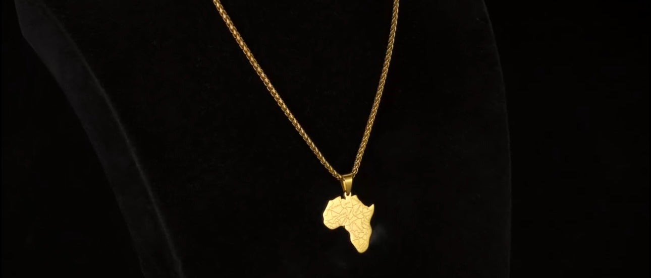 Gold African Map Necklace