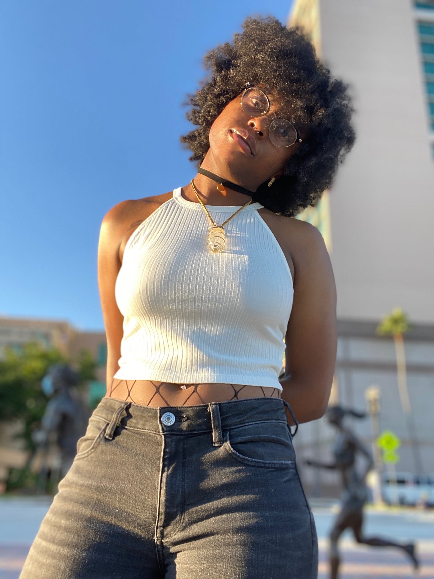 Gold Clear Quartz Crystal Necklace