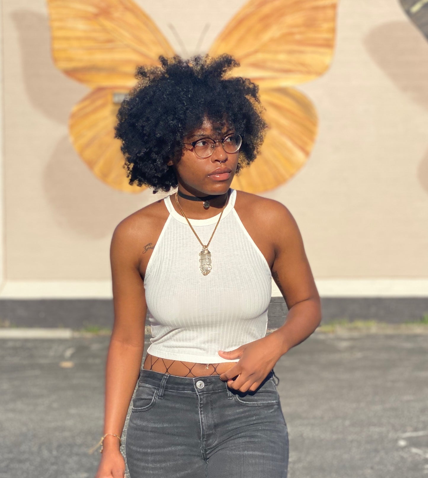 Gold Clear Quartz Crystal Necklace