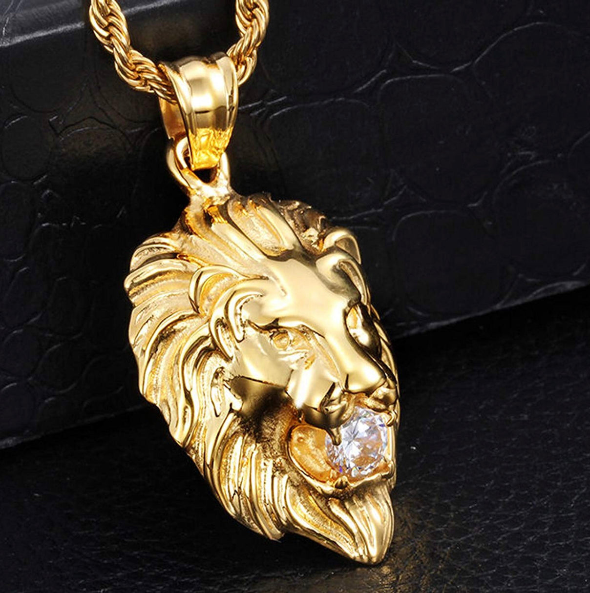 Gold Lion Head Necklace